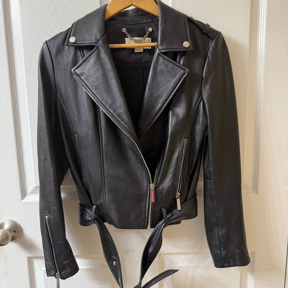 Women’s S/M Michael Kors Belted Moto Jacket - PRISTINE